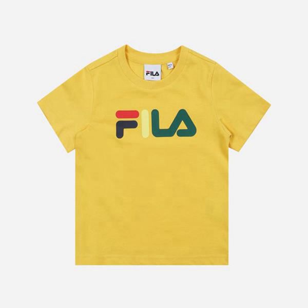 Fila Colorful Crew Neck S/S Boy's T-Shirts - Yellow,NZ 756-1953